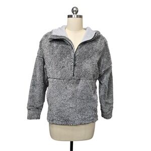Prana Gray Fuzzy Fleece Half Zip Hoodie Jacket Women's XS Heavyweight Gorpcore